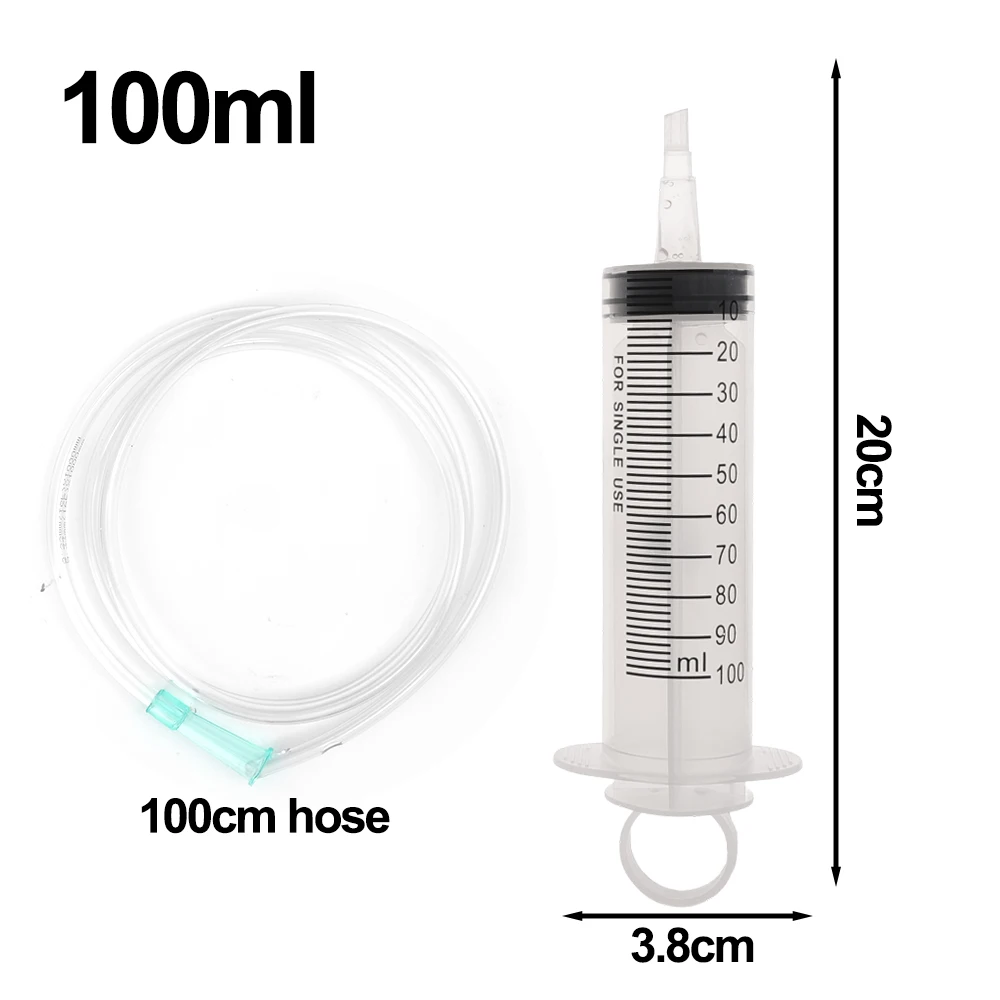 100/300/550ml Washable Large Volume Syringe Reusable with 1 Metre Rubber Hose Inhalation Syringe for Oil-based Liquids and Water