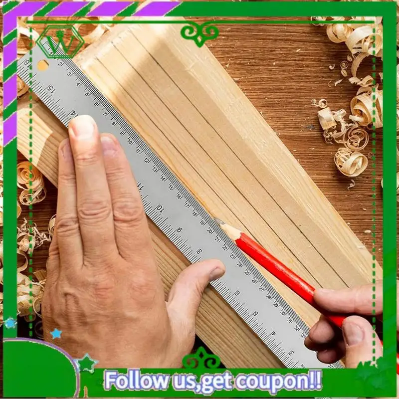 Reliable-5Pcs Cork Backed Ruler Stainless Steel Ruler, 6/8/12/14/16 Inch Metal Ruler,Straight Edge Ruler Non-Slip Metal Rulers