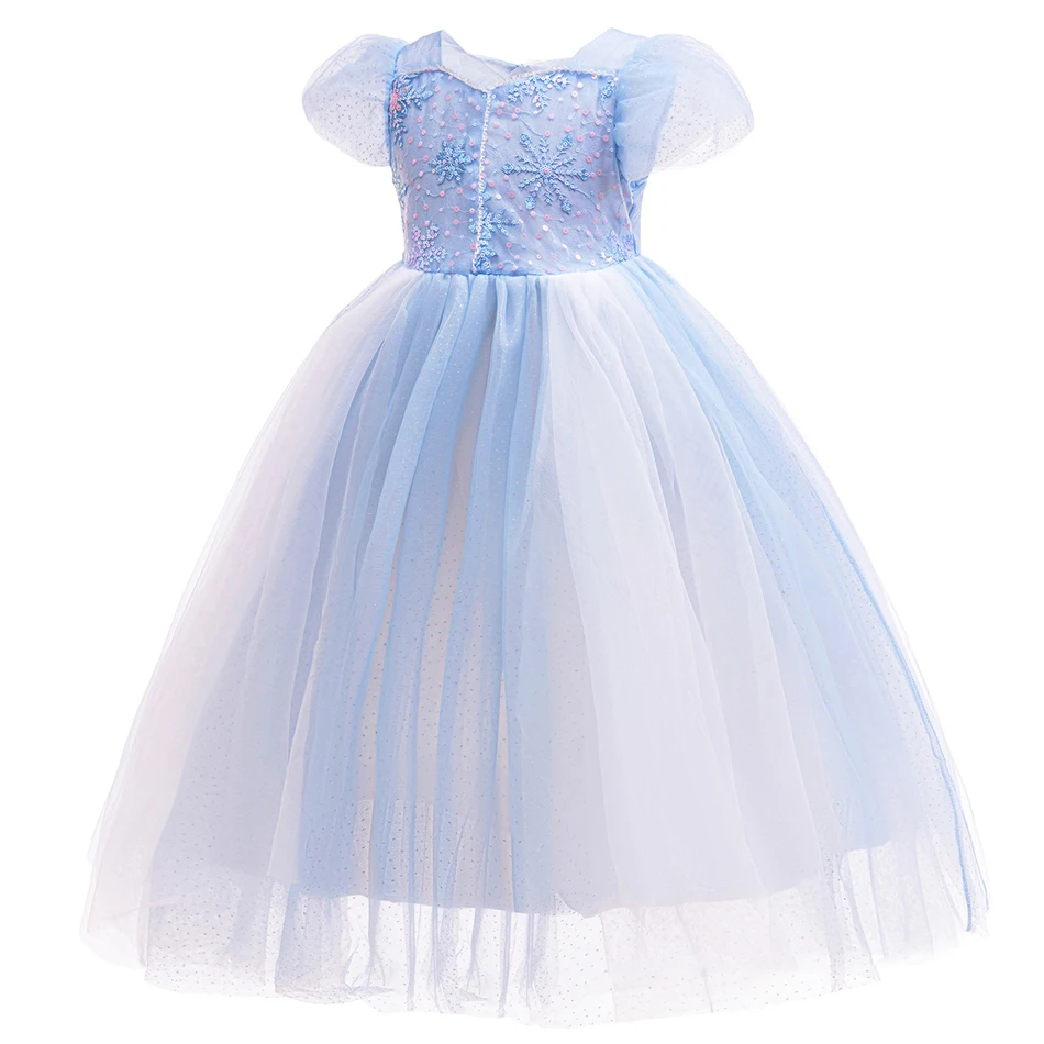 Mädchen Schnee königin Cosplay Kostüm Elsa Kinder Prinzessin Kleid Karneval Halloween Party Ballkleid Kinder flauschige Pailletten Mesh Kleidung