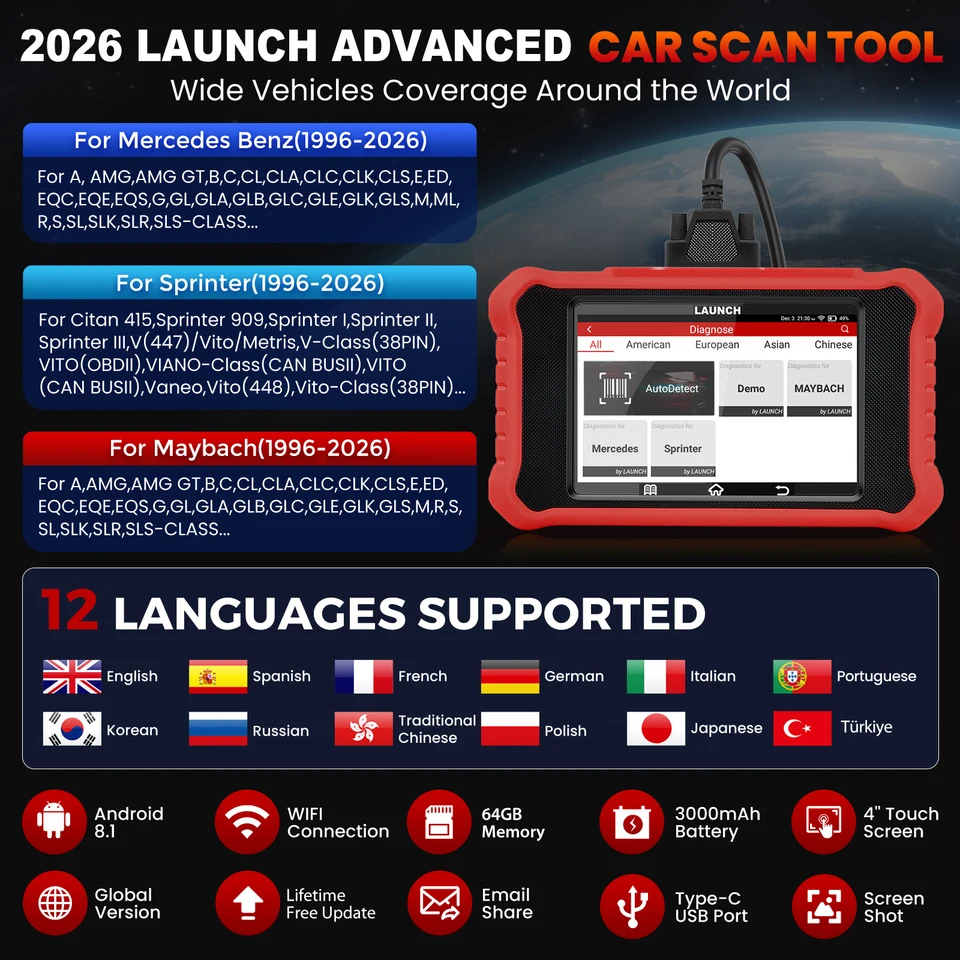 LAUNCH Creader Elite V2.0 メルセデスベンツ診断ツール