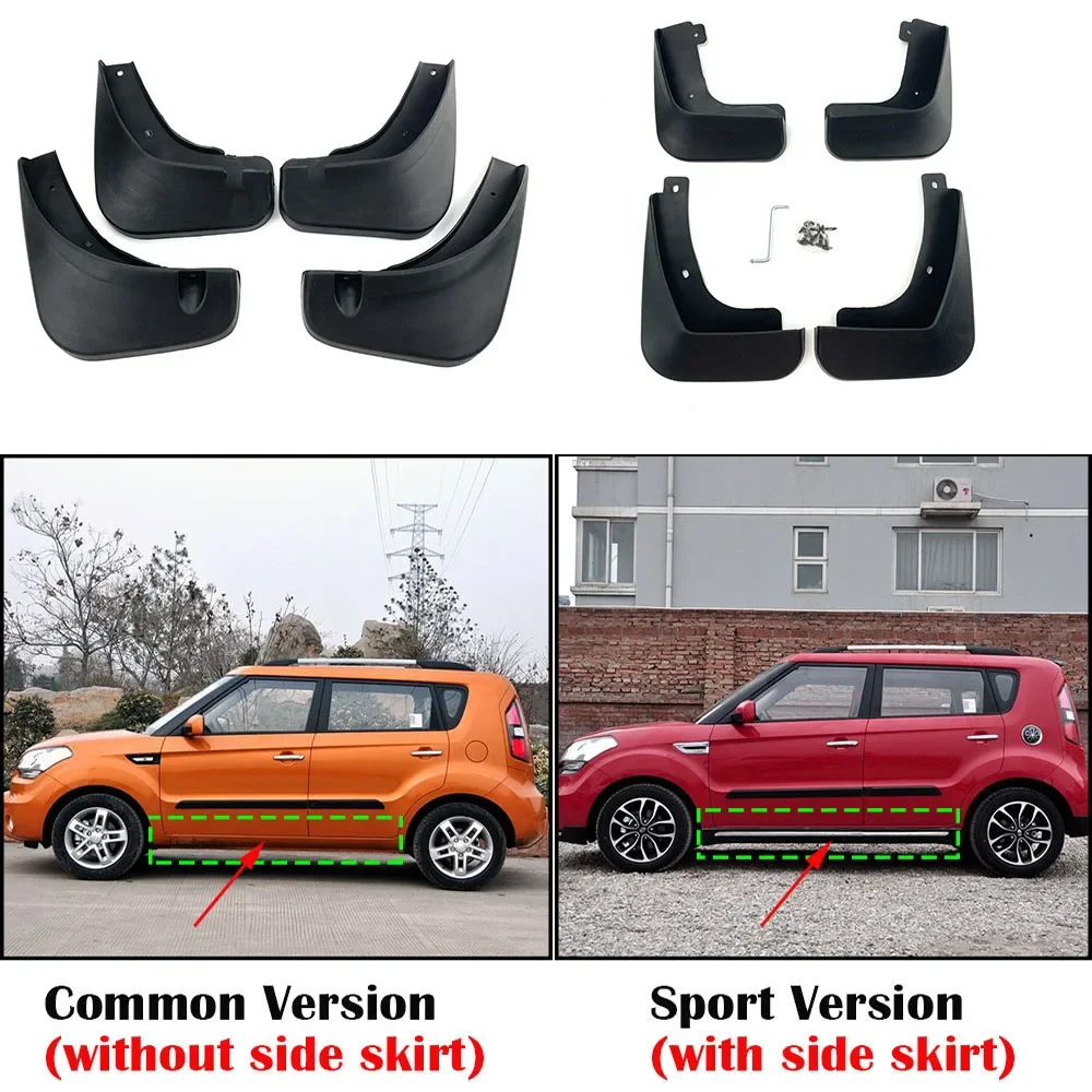 4pcs for Kia Soul 2010 2011 2012 Car Mud Flaps Front Rear Fender Flares Splash Guards Auto Mudflaps Mudguards