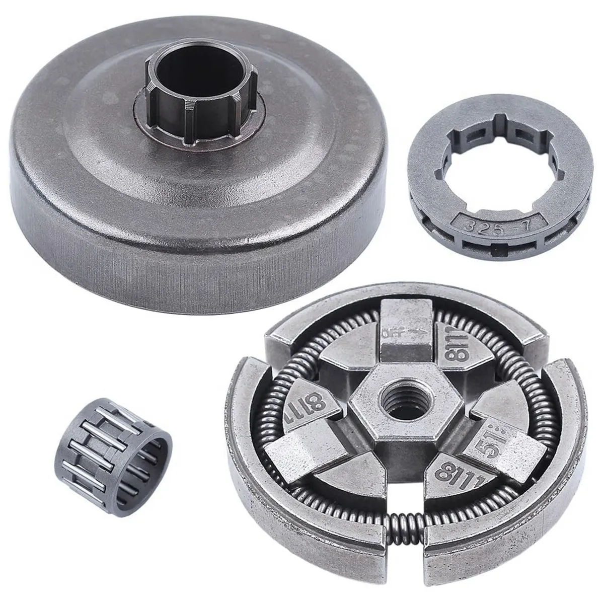 0.325Inch 7T Clutch Drum Sprocket Rim Bearing Set for Husqvarna 50 51 55 EPA Rancher 154 254 Chainsaw Parts Replacement