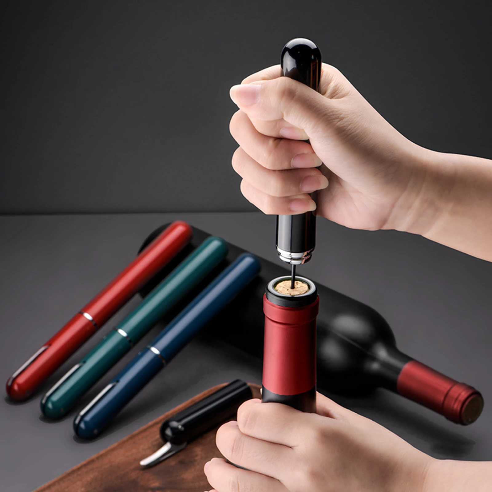 2 in 1 Air-Pump Wine Opener Air-Pump Wine Opener with Foil Cutter Wine Bottle Opener Wine Corkscrew for Wine Lovers