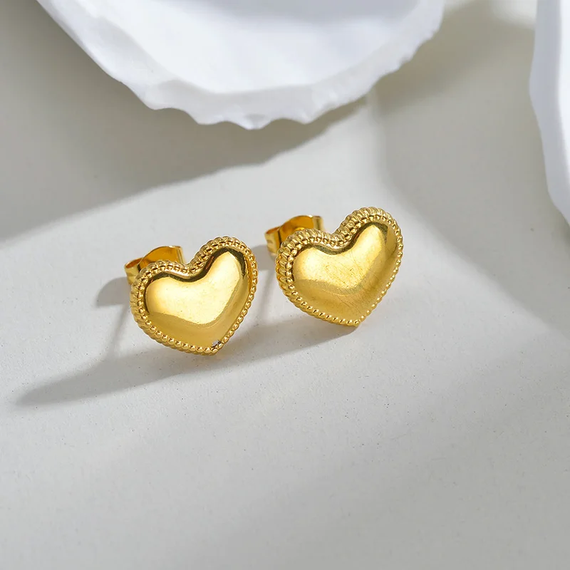 Spark 10 Styles Fashion Simple High Qulity Stainless Steel Heart Earrings For Women Gold Color Jewelry Gifts