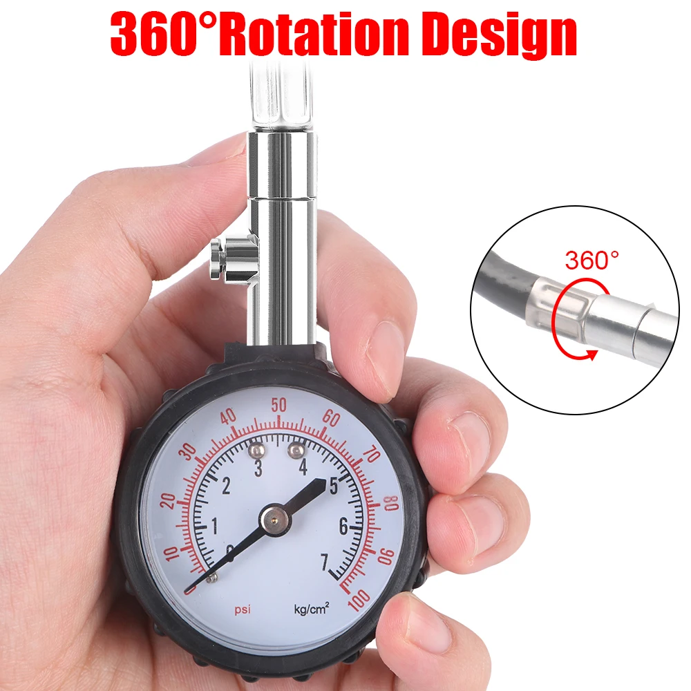 Long Tube Meter 0-100PSI for Auto Motorcycle Monitoring System Car Tire Pressure Gauge Tyre Air Tester High Precision