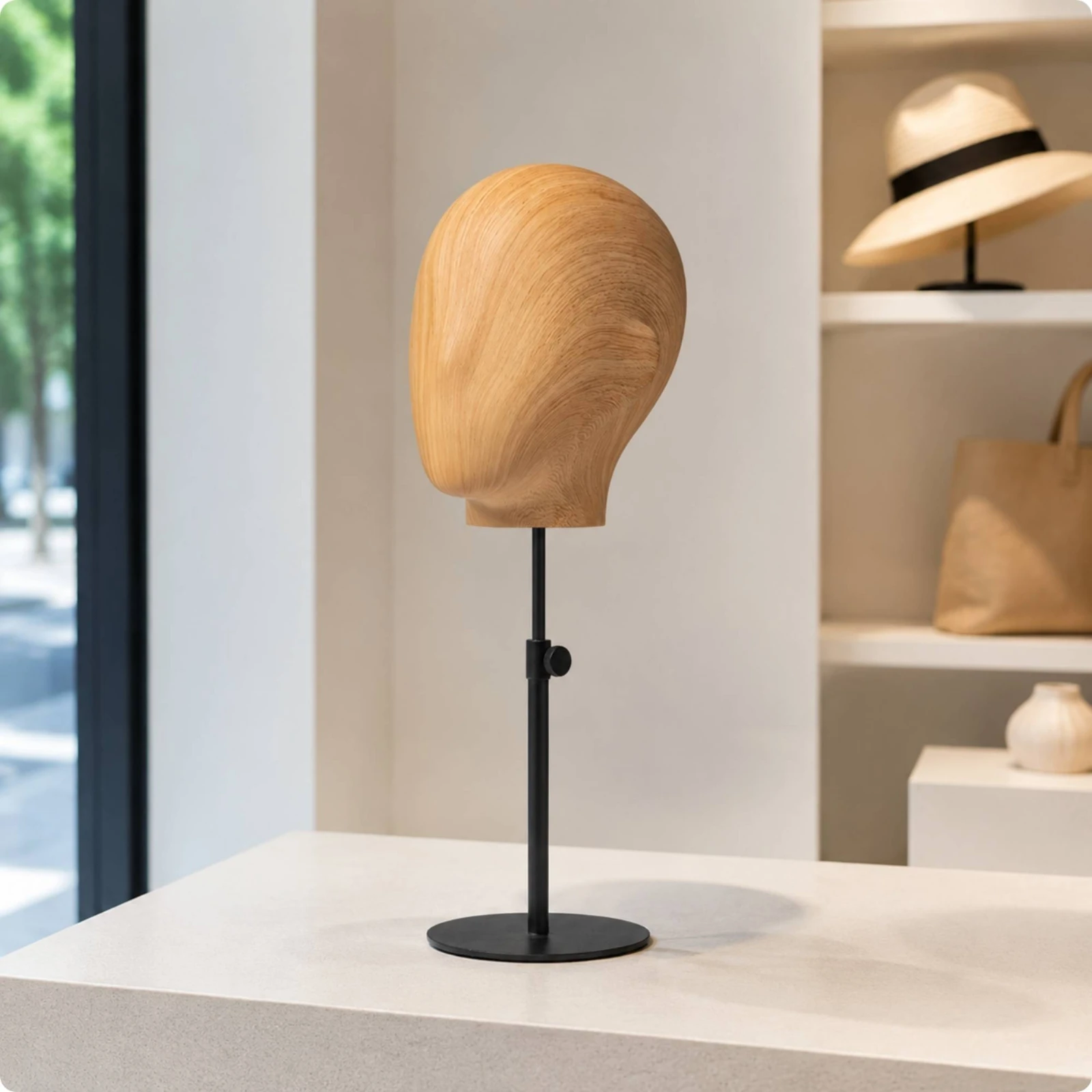Fiberglass Display Head Freestanding Mannequin Head with Display Stand Salon Owners, Accessory Presentation, Storefront