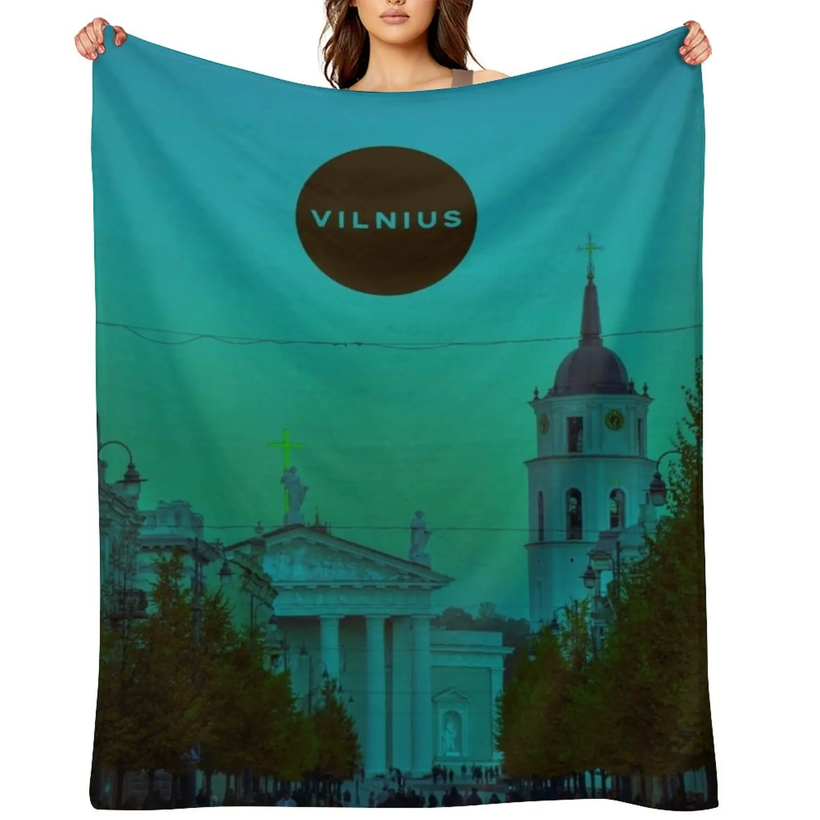 

Vilnius Lithuania Throw Blanket Flannel Fabric Tourist Large Soft Big Blankets