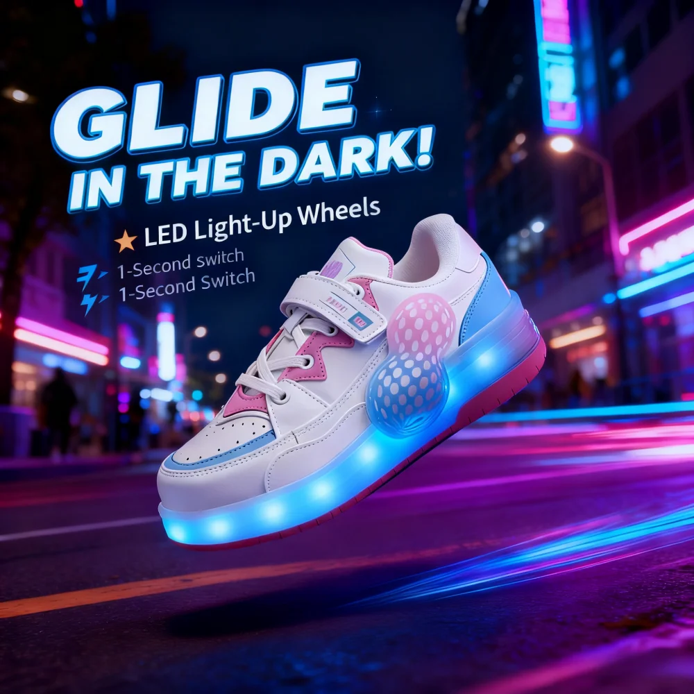 포네라이트 소녀 소년 롤러 신발 LED 라이트업 휠 스니커즈 어린이 롤러 스케이트 신발 어린이 선물 크리스마스