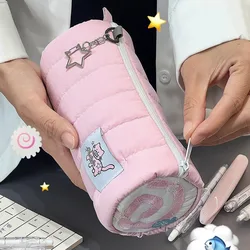 Cute Pink Pencil Case Kawaii Soft Pen Storage Bag Cosmetic Pouch Cartoon Large Capacity Student Stationery School Supplies