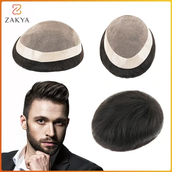 Mono ทนทานผมมนุษย์ Toupee ผู้ชาย Breathable ชายผม Prosthesis Capillary ผู้ชาย 130% ความหนาแน่น 6 