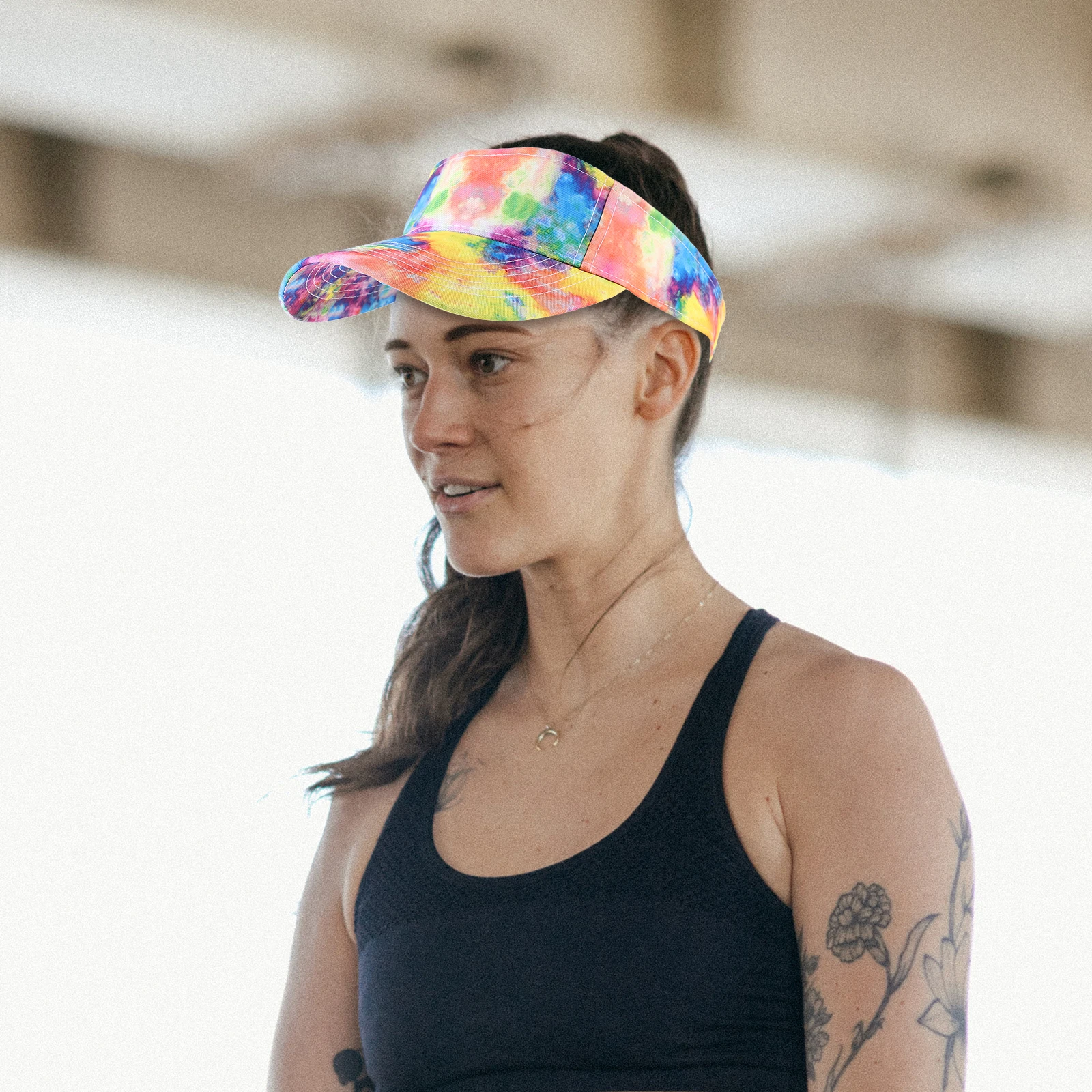 

Tie Dye Visor Hat Women Sun Protection Adjustable Open Top Baseball # Color Summer Outdoor Sports Tennis Golf Jogging