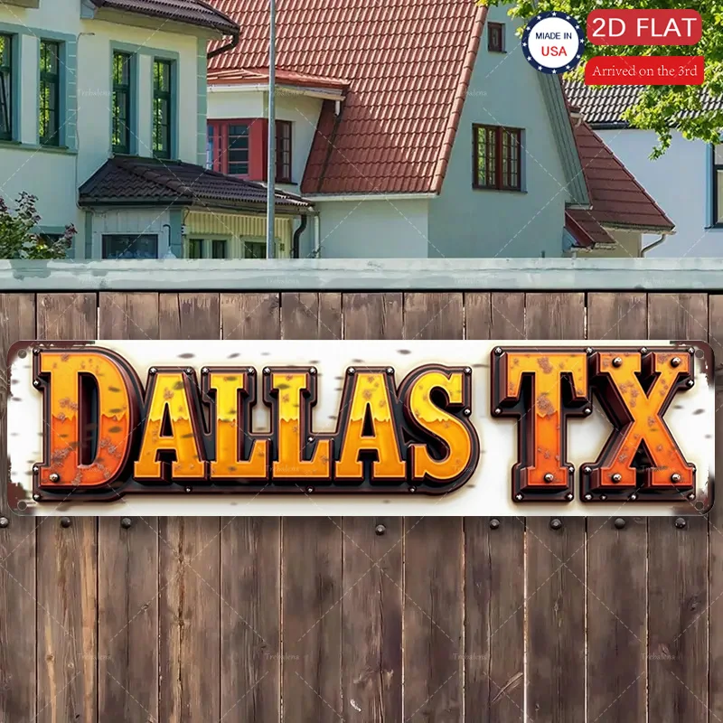 1 قطعة علامة معدنية ، 4x16 بوصة ريفي "دالاس TX" علامة معدنية لديكور المنزل ، فن جدار نمط عتيق #1