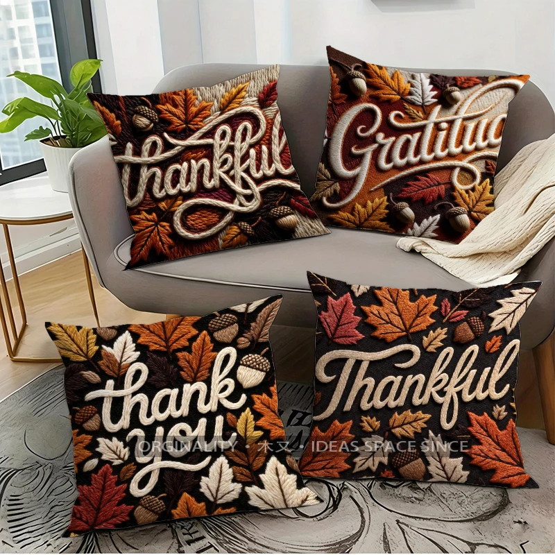 Fall Thanksgiving Throw Pillow Covers Pattern Cushion Cover Suitable for Sofa Bedroom Car Pillow Cover