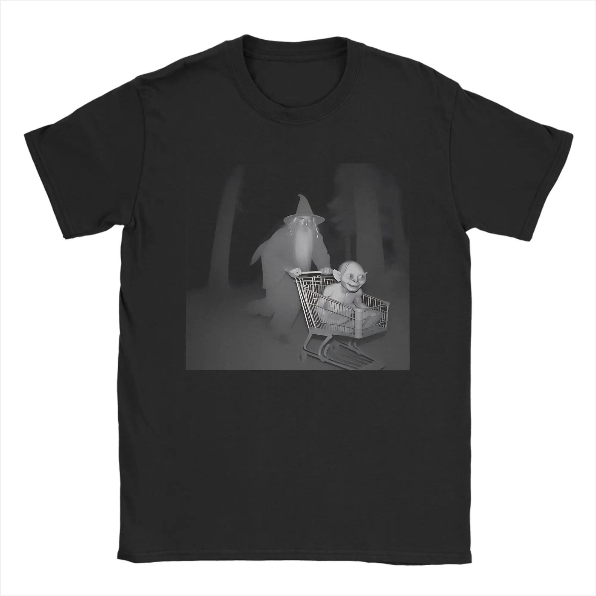 Camiseta informal de verano gris con diseño de meme de Wizard Pushing Gollum, camisetas de algodón con meme de L-Lords Of The R-Rings para hombre, camisetas Y2K