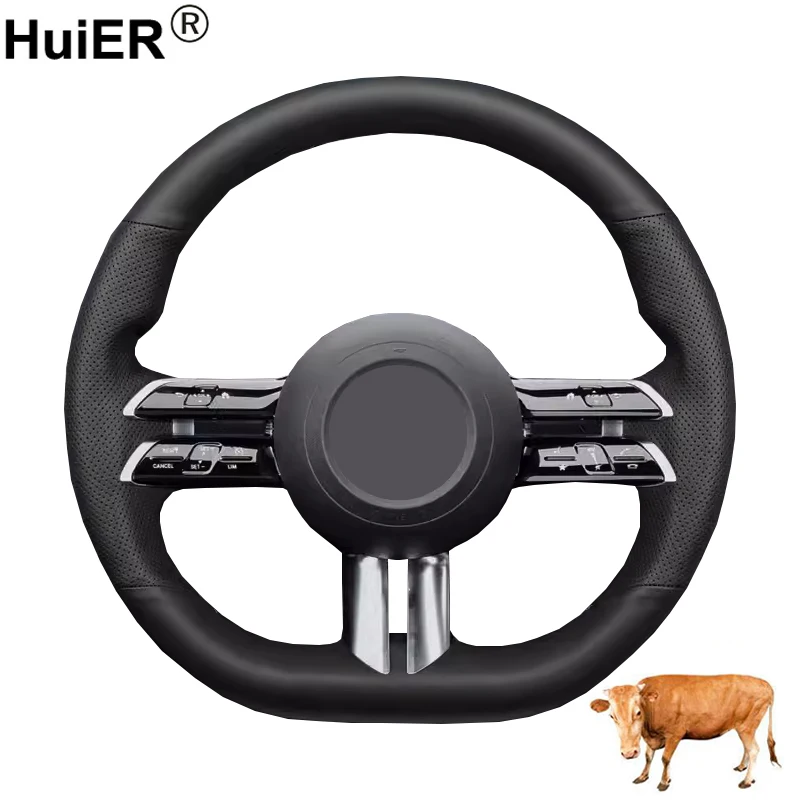 Cow True Leather Hand Sewing Car Steering Wheel Cover For Mercedes Benz C-Class W206 E-Class W213 S-Class W223 Wrap Pretector