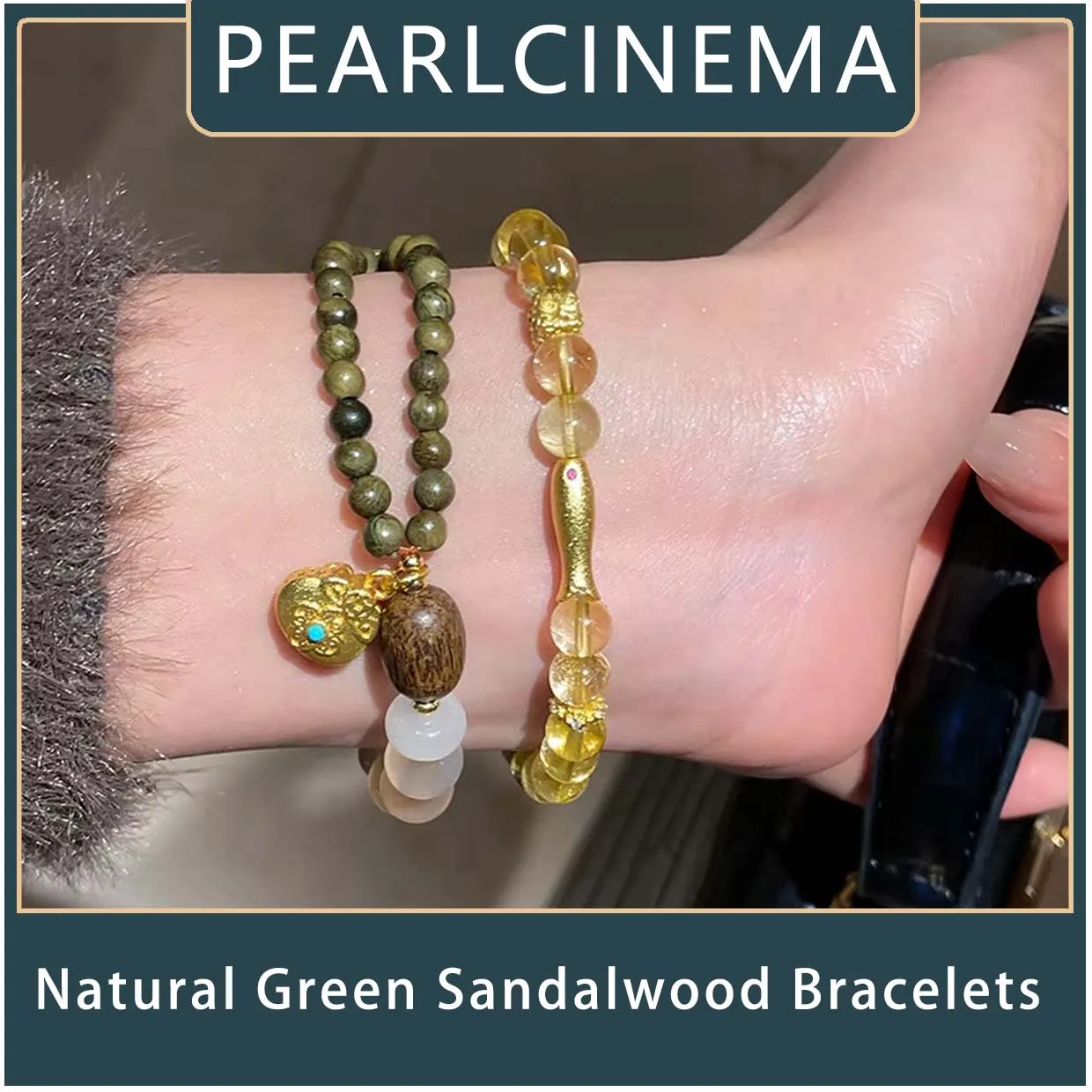 

PEARLCINEMA элегантные браслеты из натурального зеленого сандалового дерева для женщин, нишевые подарочные аксессуары в древнем китайском стиле, новые модные