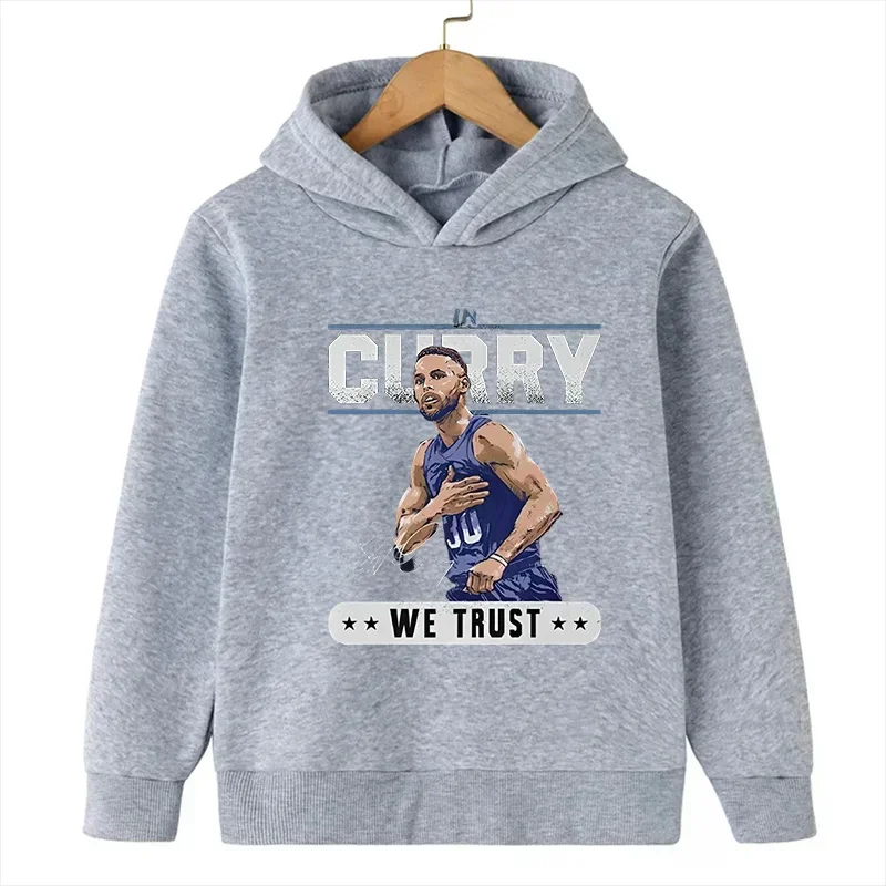 Stephen Curry Avatar Printed Children\'s Sports Hooded Hoodie Plus Velvet Sweatshirt Basketball Fan Kid Baby Clothes Boys Girls