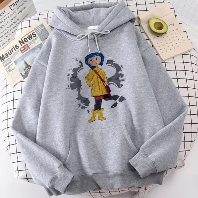 Funny Coraline Gothic Hoodies Halloween Graphic Harajuku Hooded Men Women Vintage Y2k Sweatshirts Pullovers Streetwear Clothes