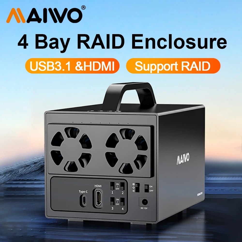 

MAIWO 4 Bays 3.5" SATA HDD SSD Hard Disk Drive Enclosure Aluminum With HDMI/4K High-definition Port Expansion Docking Station