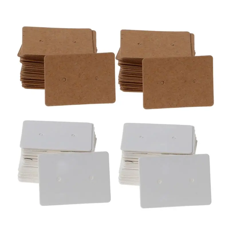 100 Pcs/Bag Rectangle Kraft Paper Jewelry Packing Earrings Display Tags Cards