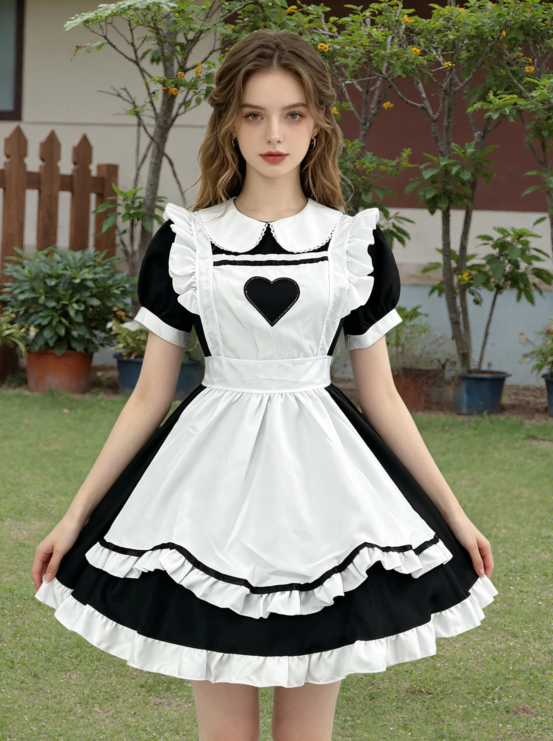 

Women Maid Lolita Cosplay Costume Sexy Goddess Super Cute Hollow Love Rabbit Clothing Plus Size For Halloween Party Dress