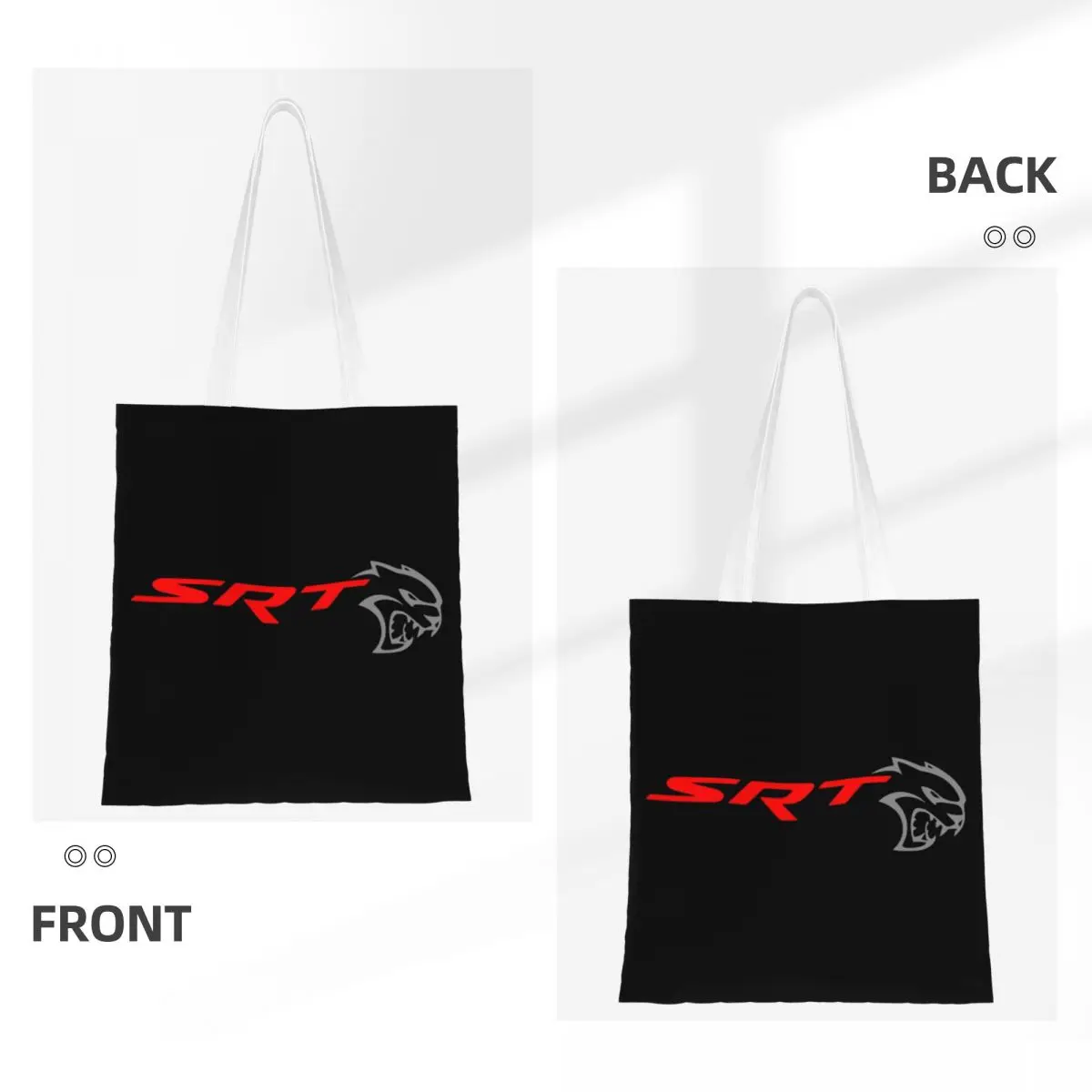 SRT Hellcat Demon Dodge Challenger Car Racing Shopping Bags Women Canvas The Tote Bag Folding Girls Shoulder Tote Travel Handbag