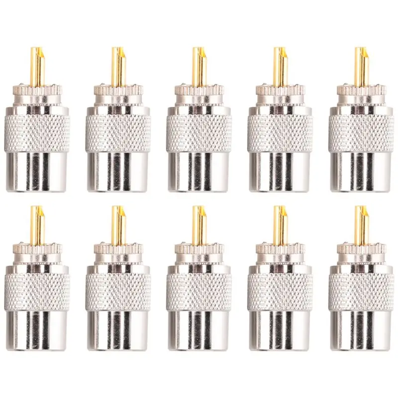 10PCS RF Connector UHF Male Connector RG8 RG58 Cable Lug Antenna Connector PL259-New