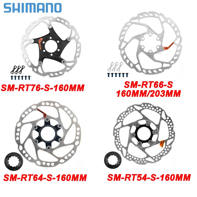 SHIMANO RT76/RT64/RT54 160MM/180MM/203MM Mountain bike Middle Lock Brake Disc RT66 6 Nails Brake Disc DEORE XT MTB Rotor