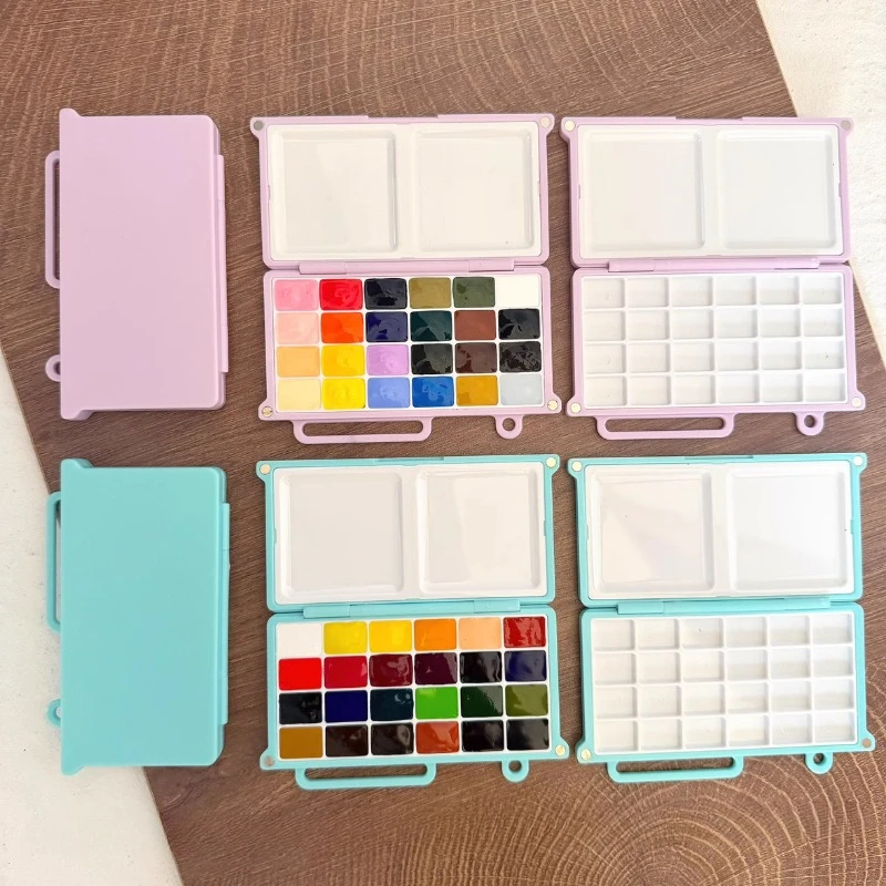 Watercolor Palette Empty Portable 24 Grid Pigment Box Foldable Binder Paint Tray Artist Sketch Travel Painting Art Supplies