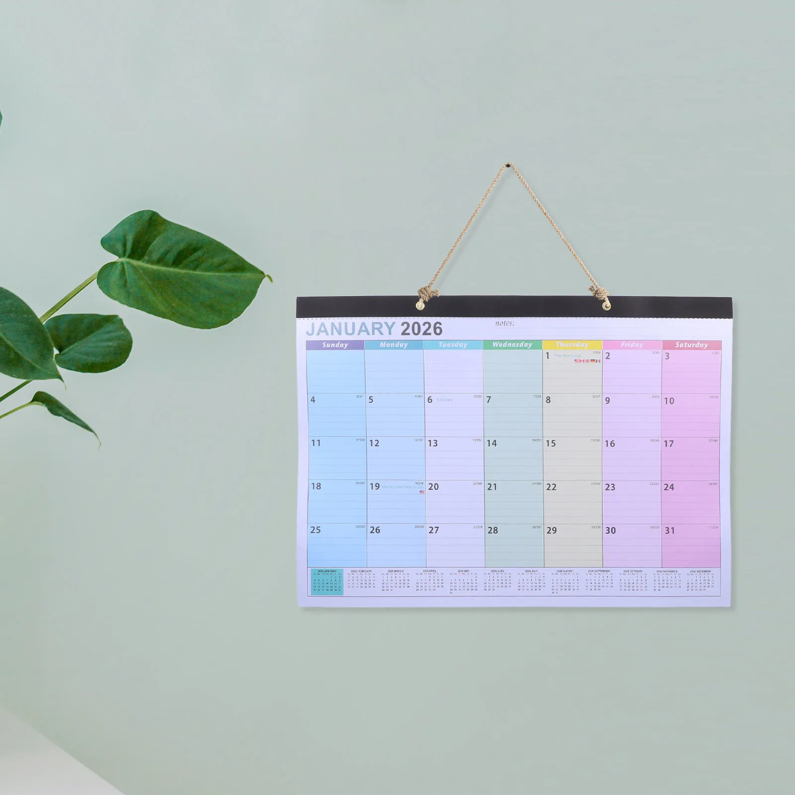 

2026 Wall Calendar: Minimalist Monthly Planner For Home Office Classroom Hanging Schedule Organizer 2026-2027 Vertical English