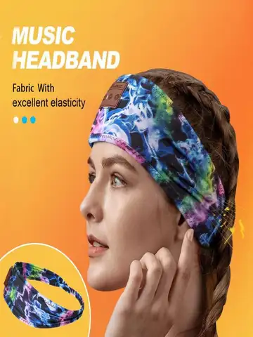 Bluetooth 5.4 Sleep Headphones with Microphone Soft Washable Elastic Breathable Headband Long Battery Life for Travel Sports