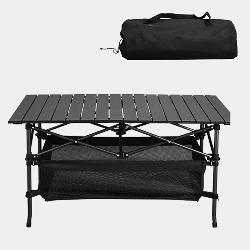 Outdoor Camping Aluminum Alloy Folding Table Multi-function Portable Barbecue Picnic Table Stall with Large Capacity Storage Bag