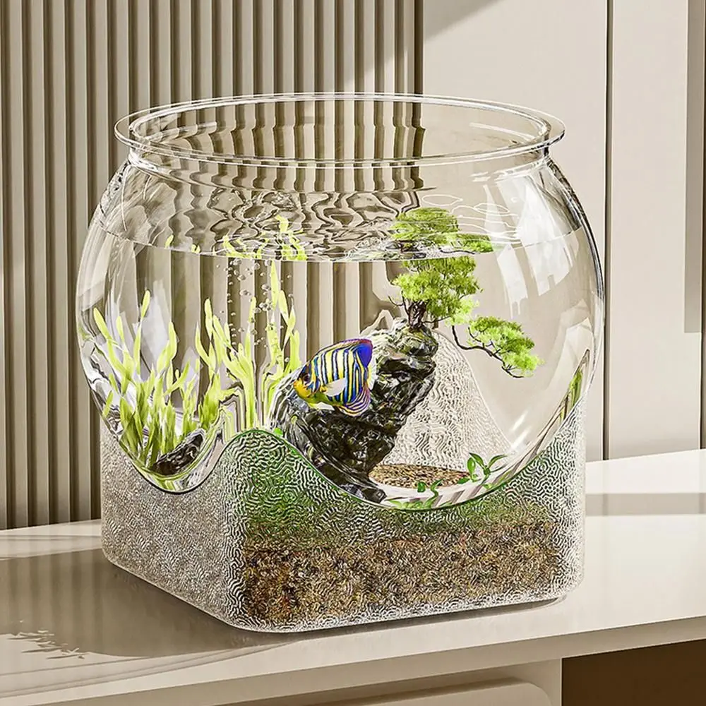 2025 Clear Fish Tank Round Resistant Falling Desktop Aquarium Multifunctional Durable Ornamental Fish Decor