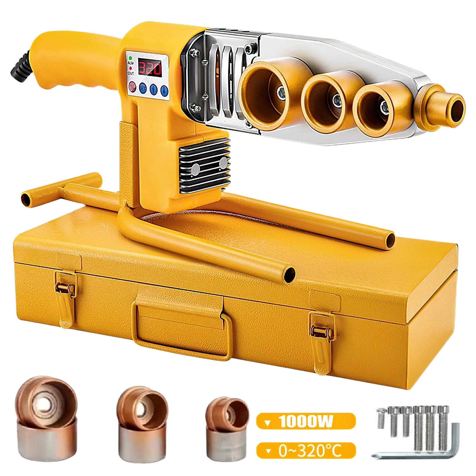 Máquina de Soldadura de Tubos por Fusión en Caliente Portátil de 1000W 220V, Soldador Digital de Tubos de PE, PB y PP para Reparación de Tuberías de Agua en el Hogar