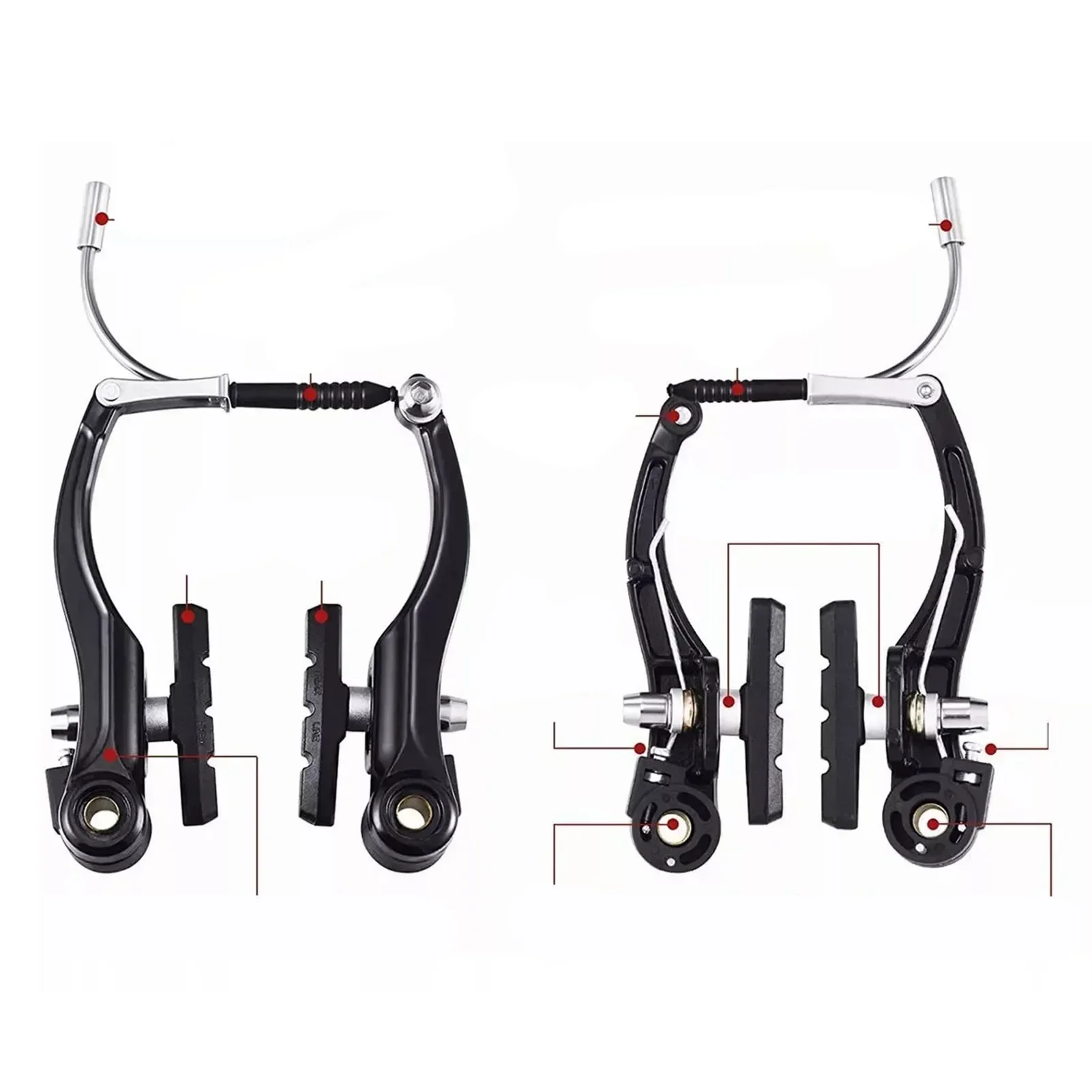 Bike Front Rear V Brake Set Aluminum Alloy Mountain Road Bicycle (Front + Rear) Set Brake Easy Installation Bike Brake Set