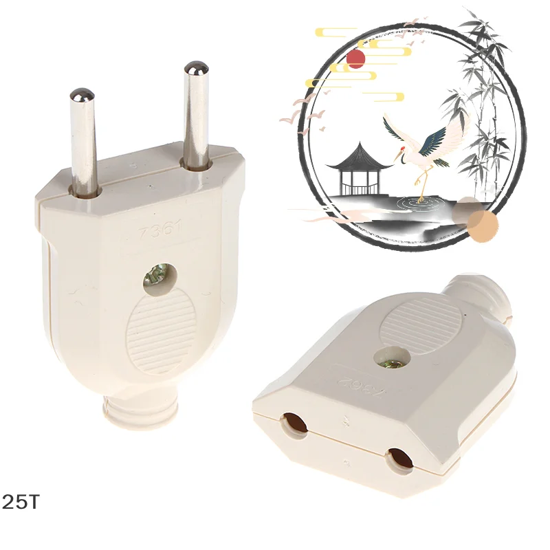 

Электронный разъем-коннектор (штекер/розетка) с 2 контактами (европейский стандарт), для подключения кабеля питания/удлинителя