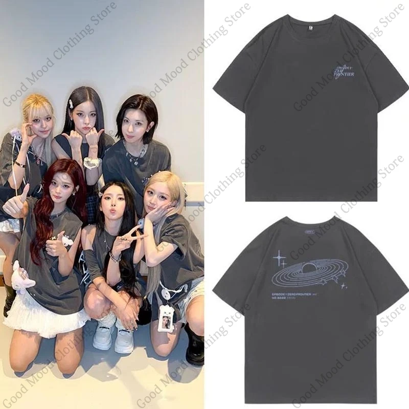 Camiseta NMIXX EPISODE 1: ZERO FRONTIER, camiseta con el mismo estampado, moda Kpop para hombres y mujeres, camiseta de manga corta de algodón de verano de alta calidad