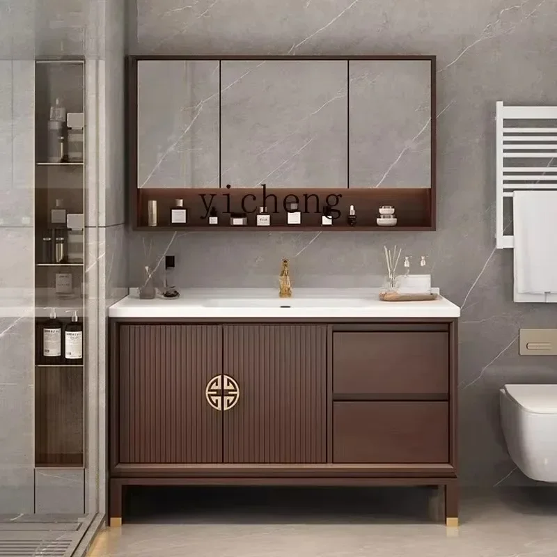 Picture 3: DSA-  -ceramic Integrated Basin Oak Smart Bathroom Cabinet Combination Floor-to-ceiling Toilet Sink Cabinet