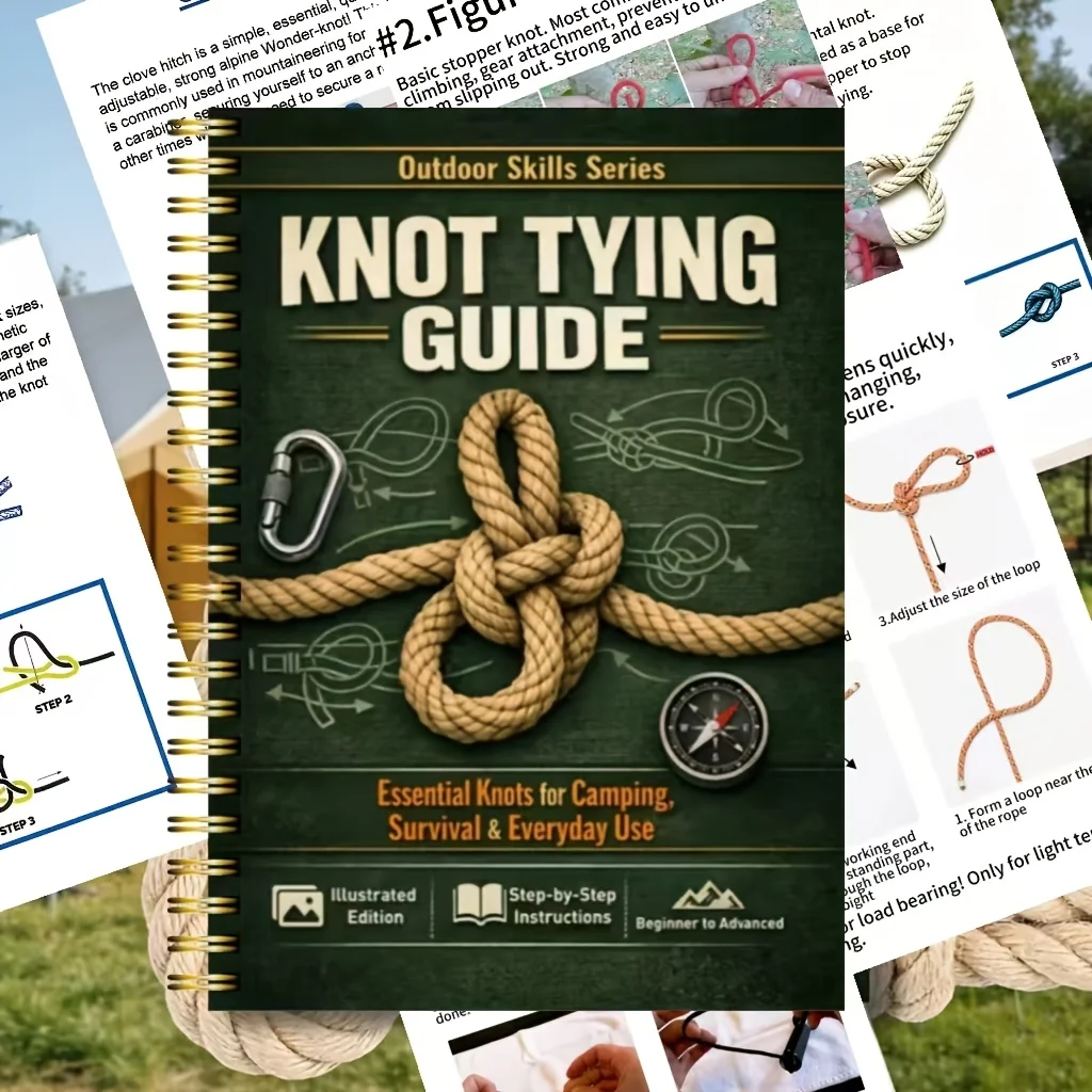 40 Page Step by Step Illustrated Outdoor Survival Knot Bible Complete Knot Guide for Camping Hiking Daily Home