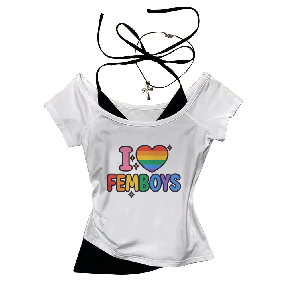 Femboy crop top gothic  shoujo girl style gyaru corset harajuku Grunge summer y2k girls clothing