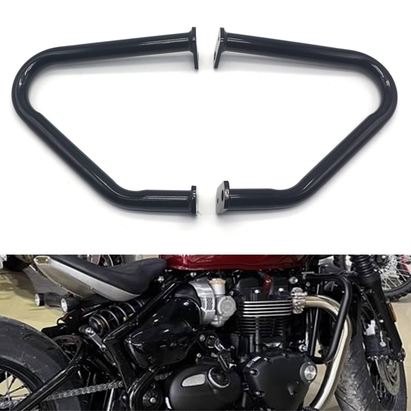 

Twin Motorcycle Engine Guard Crash Bar Frame For Triumph Bonneville T100 T120 Bobber 2016-2019 Thruxton 1200 R Street Cup