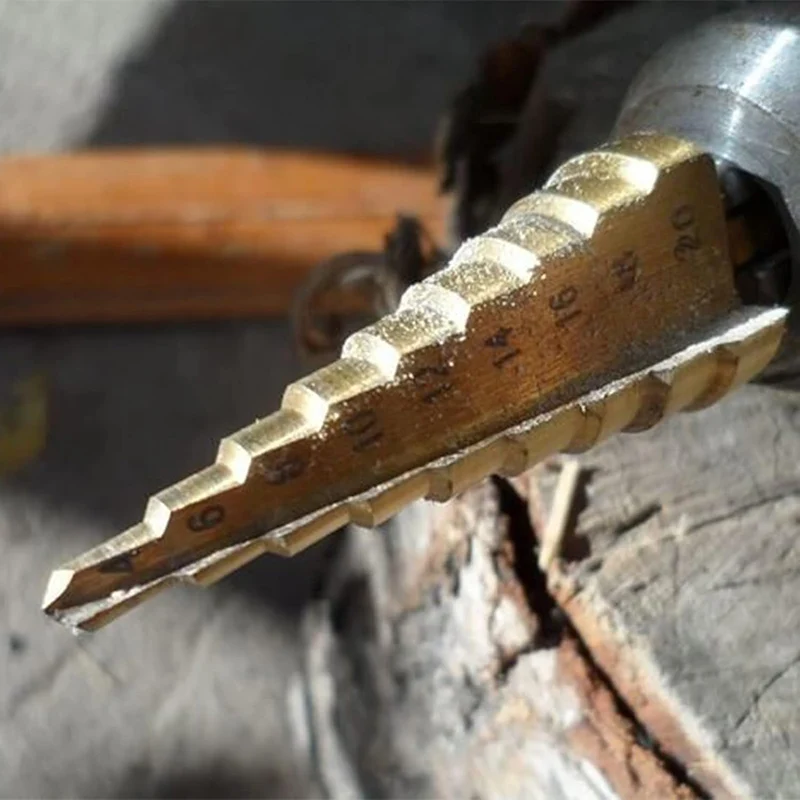 Straight Grooved Step Drill Bit Set, High Step Steel Titanium Drill Bits Set Power Tools Cut Tool Set for Metal Wood Steel DIY