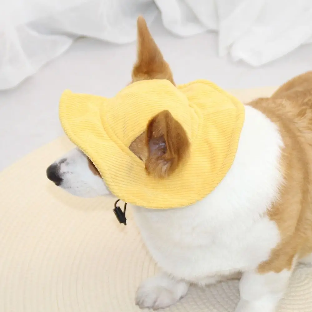 Adjustable Pet Bucket Hat with Ear Holes - Breathable Sun Protection Cap for Dogs & Cats