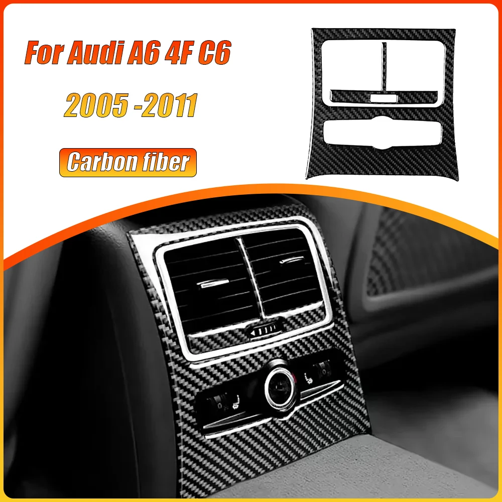 

Carbon Fiber Car Rear Air Conditioning Outlet Valve Sticker AC Cover Frame Trim for Audi A6 4F C6 2005 -2011 Decor Accessories
