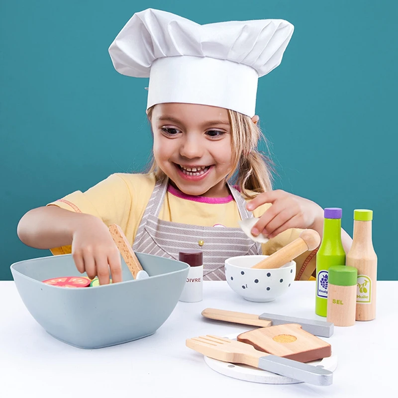 Juguetes de cocina para niños, juego de cocina DIY, simulación de cocina de madera, juguetes de comida para niños, juego de juguetes