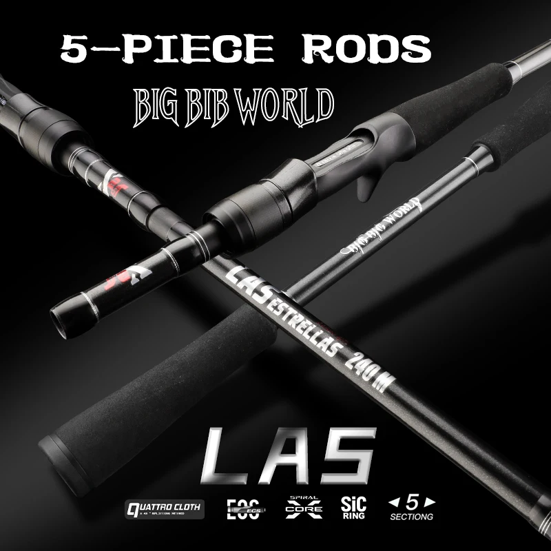 

BIGBIGWORLD LAS estrellas 2.1/2.4/2.7m 4/5 Sections Travel Fishing Lure Rod Spinning Casting KL Guide Sea Ultra Light Carbon