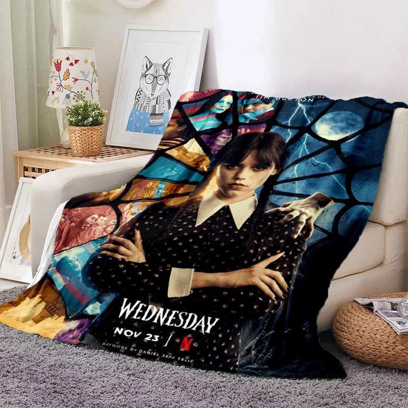 

W-Wednesday Adams horror fantasy movie blanket sofa office nap blanket air conditioning blanket soft and warm customizable