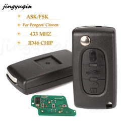 jingyuqin 3 BTN Remote Key For Citroen C2 C4 C5 C8 For Peugeot 307 308 607 Fob 433MHZ ID46 Chip CE0536 CE0523 ASK/FSK HU83/VA2