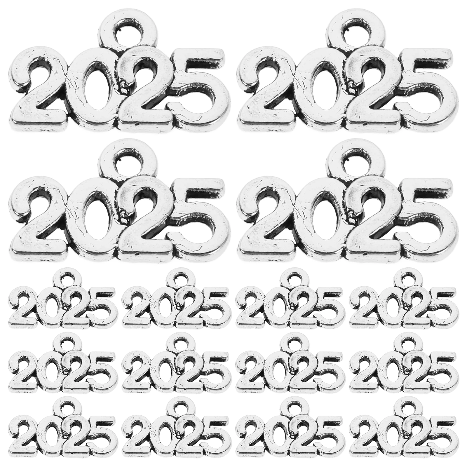 

100 Pcs 2025 Pendant Bracelet Charms Cute Number Pendants Alloy DIY for Graduation Jewelry