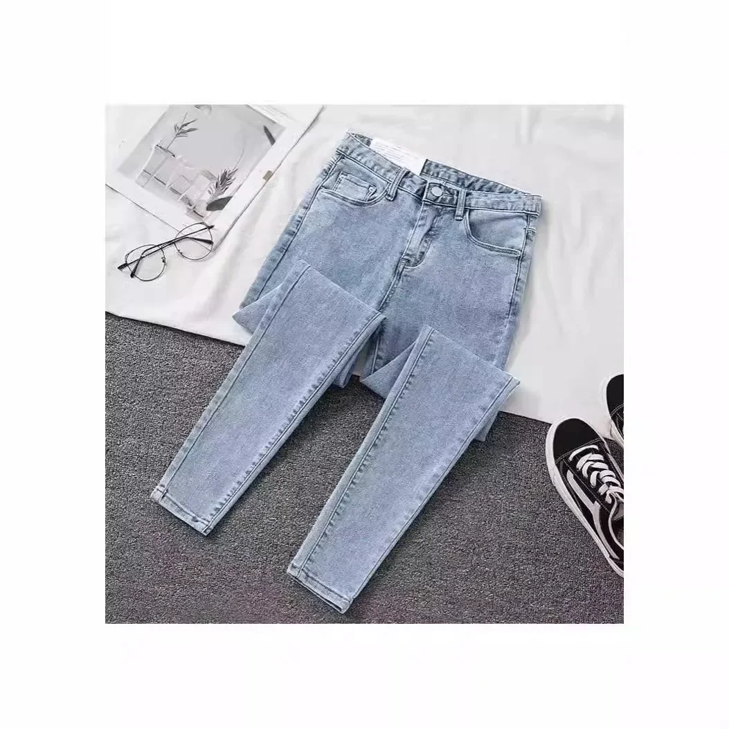 جينز جديد عالي الخصر للتخسيس من قماش الدنيم المطاطي للنساء لخريف وشتاء 2024 ملابس خارجية تنعيم صورة ظلية لك بنطلون نحيف #1